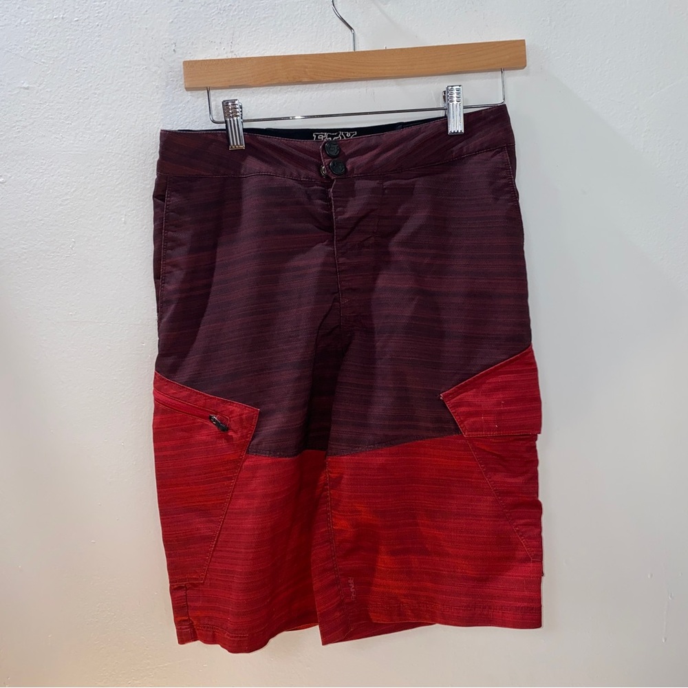 Fox Racing Shorts Mens 28 Red Ranger Cargo Adjustable Waist Zip Pockets